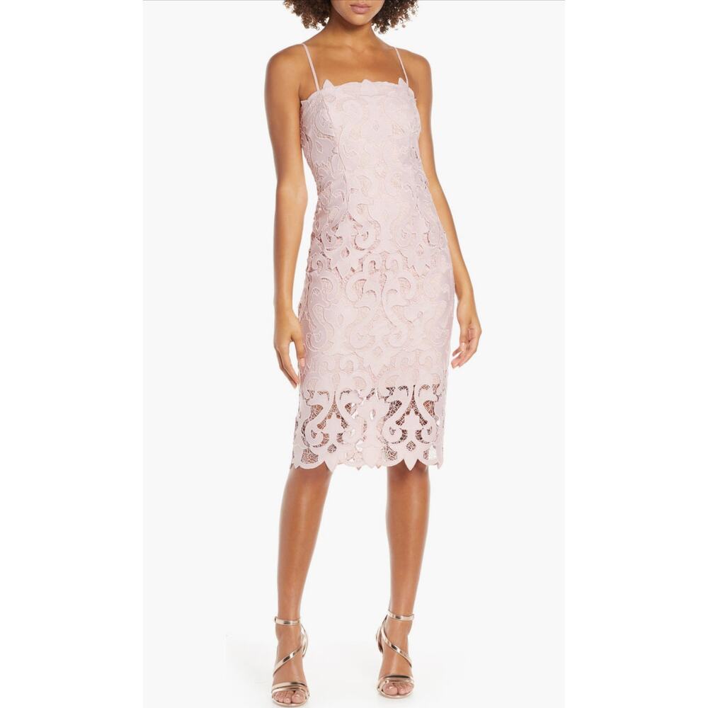 Bardot Lina Lace Pink Rose Strapless Tube Bodycon Sheath Dress Size S / 6